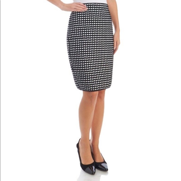 New STUDIO M skirt white hearts on black 💋 NWOT - Picture 2 of 7